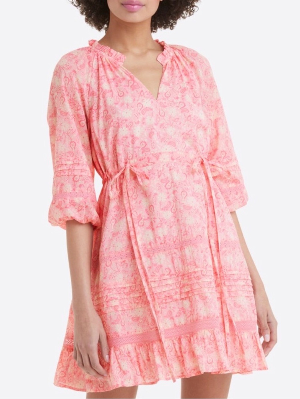 Draper James Pink Paisley Tie-Waist Babydoll Chemise